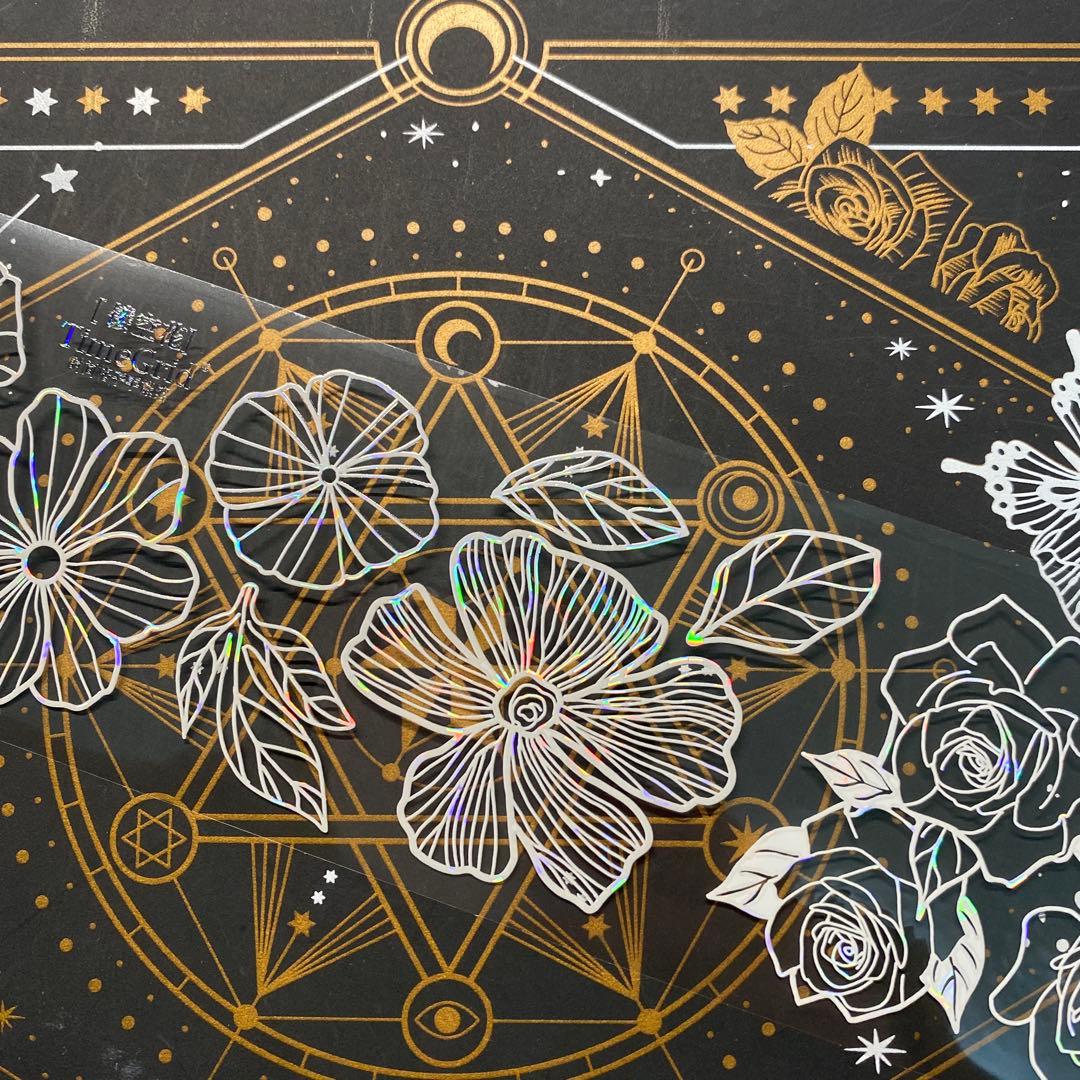 9268】海外 マステ 中古巻 貝殻光マスキングテープ お花系