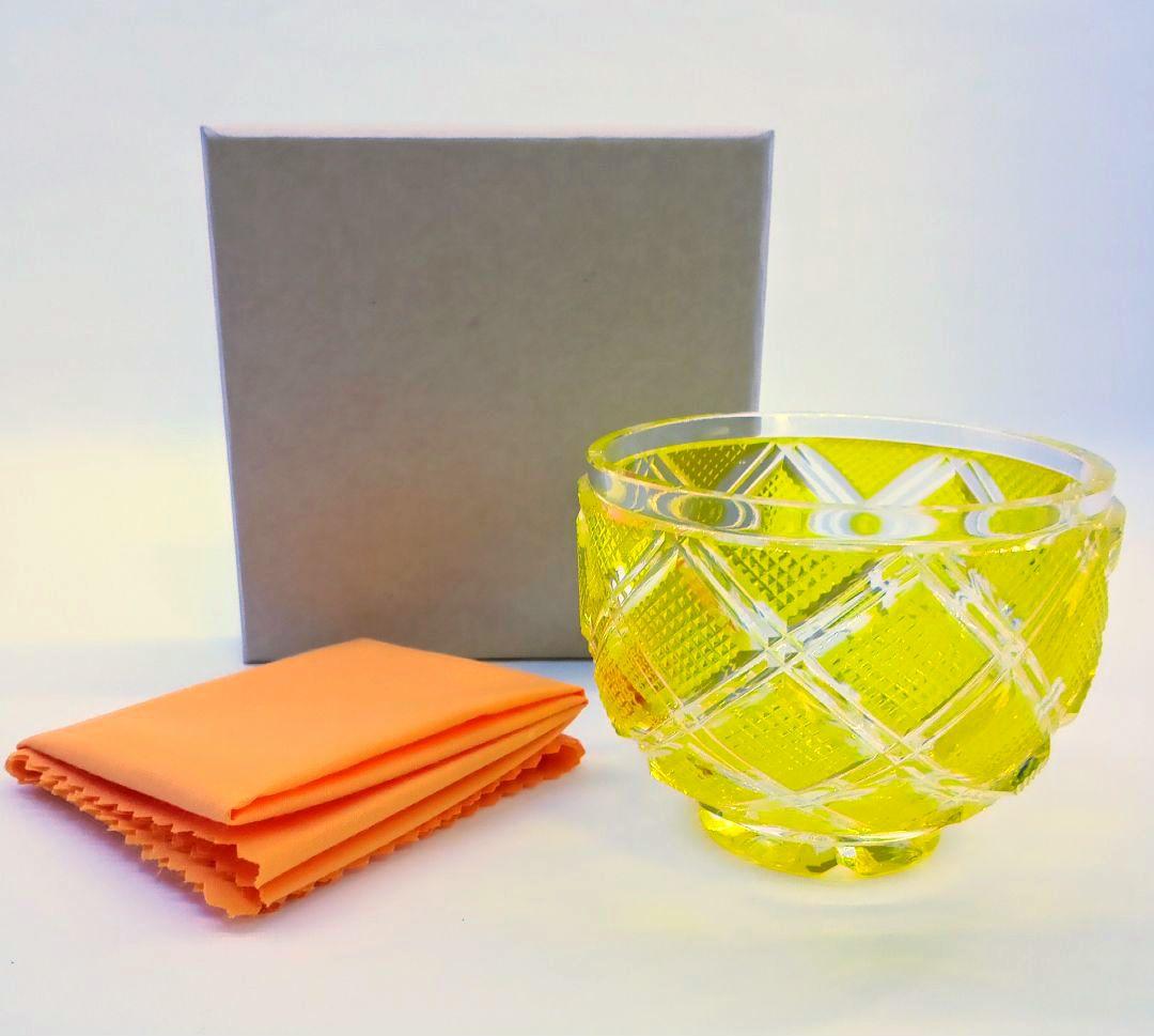 薩摩切子未使用品！ 小付鉢 黄単品又は他の色とまとめ売り可