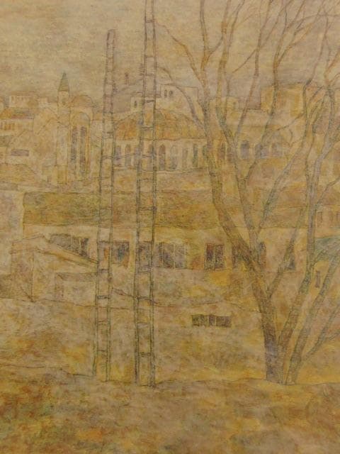 山下博敬、【街・夕べ】、希少な額装用画集より、新品額装付