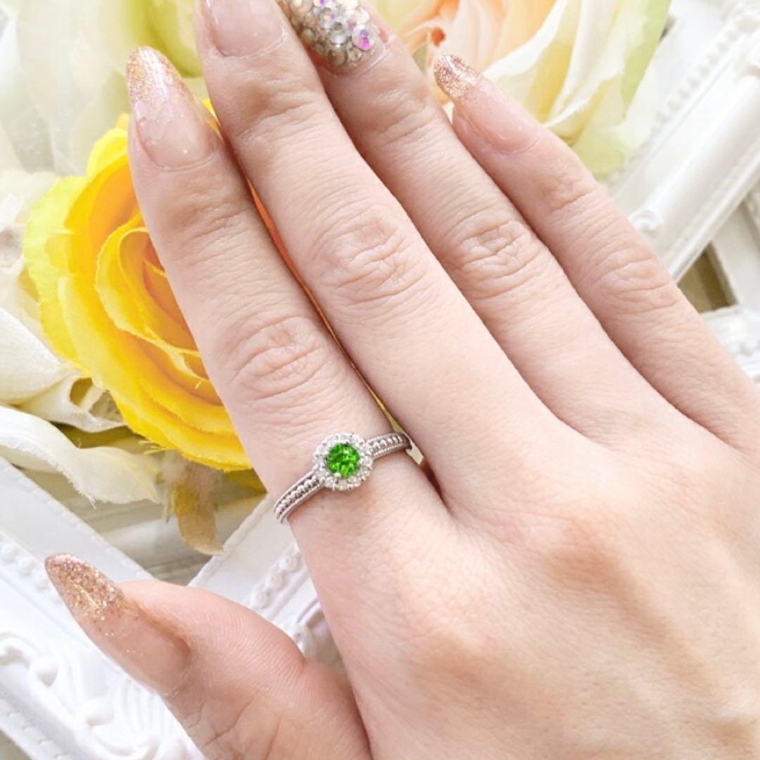 デマントイドガーネット　ダイヤモンド　指輪