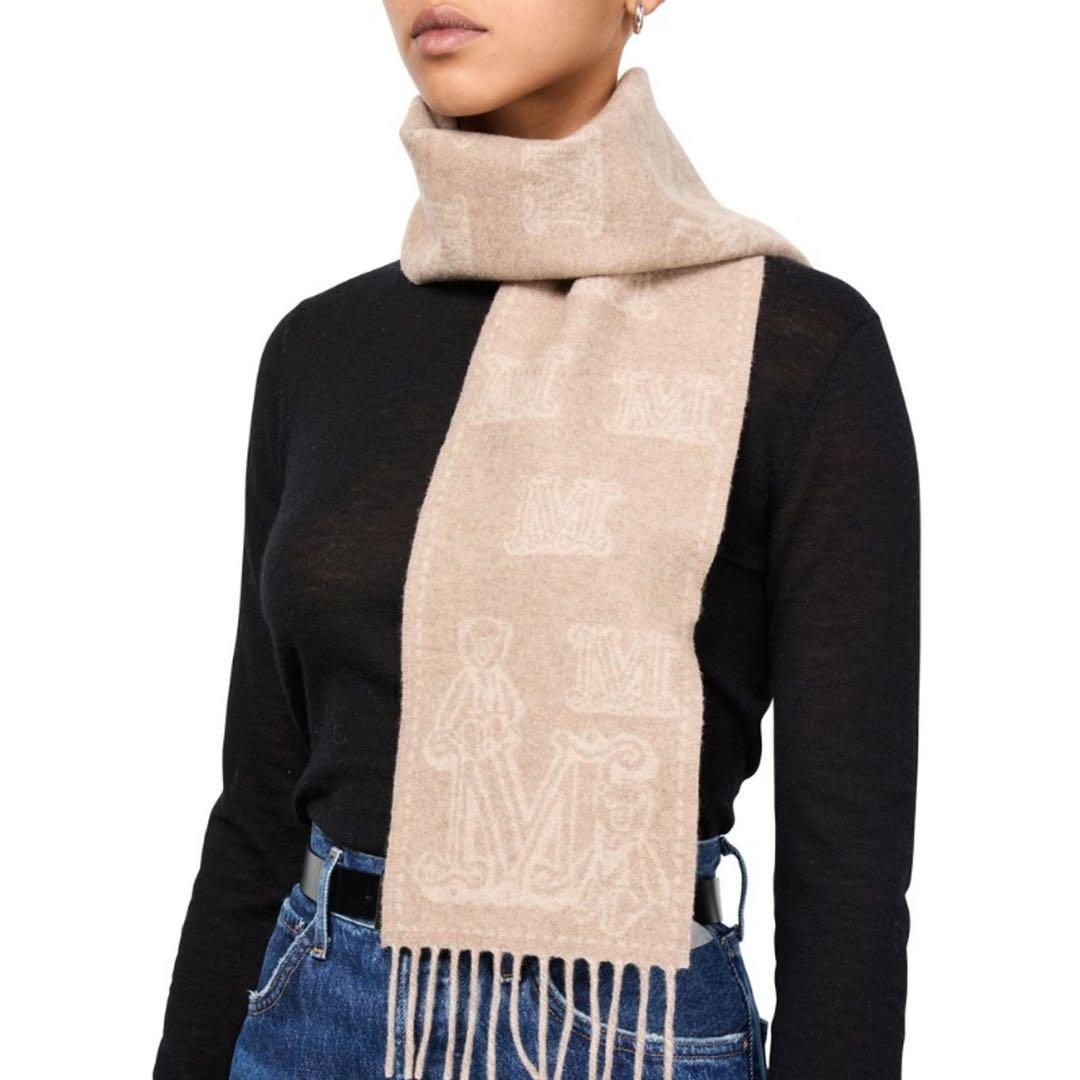 MaxMara マックスマーラ Mロゴ カシミヤ ミニマフラー ベージュ - メルカリ