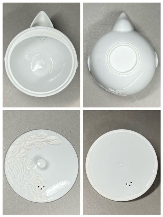 エビス】急須 湯冷まし 茶碗 出石焼 小嶋昇山造 盈進舎 白磁 煎茶道具 共箱