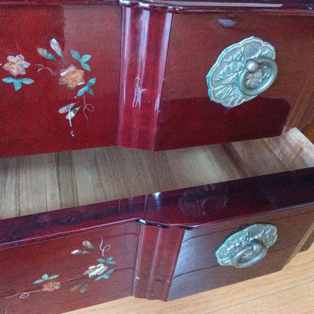 骨董洋服タンス マホガニ貝細工