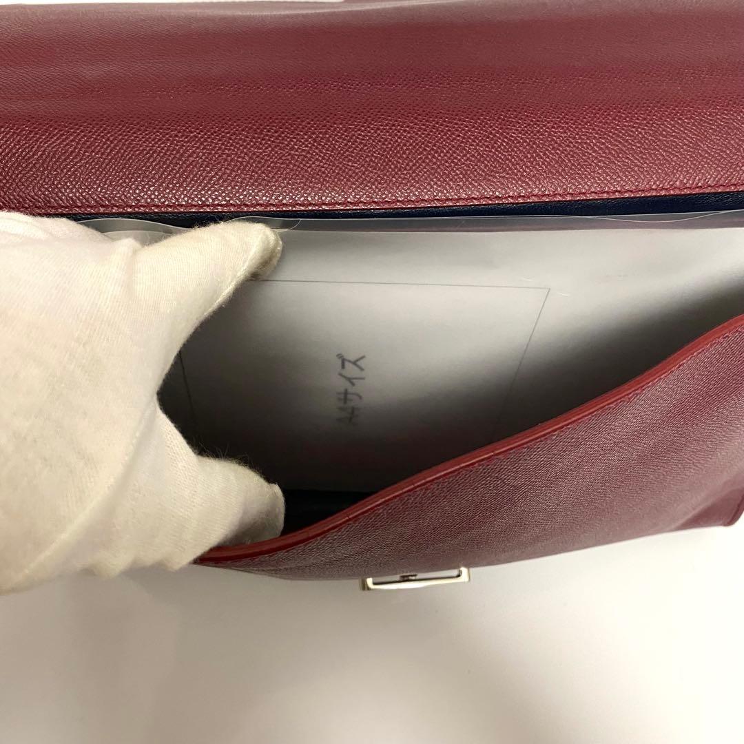 BVLGARI レザー ワインレッド チャーム ビジネスバッグ ブリーフケース