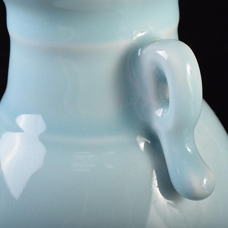 中国 大清乾隆年製 汝窯 天青釉 雙耳瓶 C 7888E - メルカリ