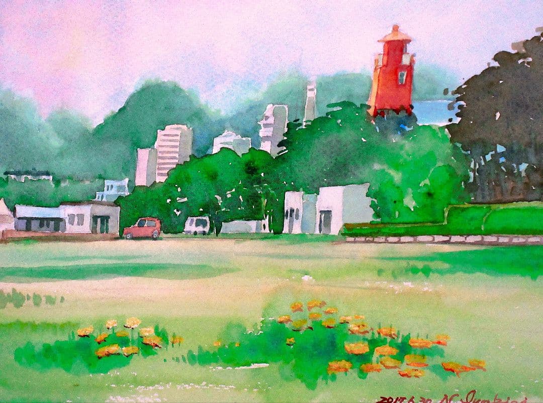 水彩画 額縁付き