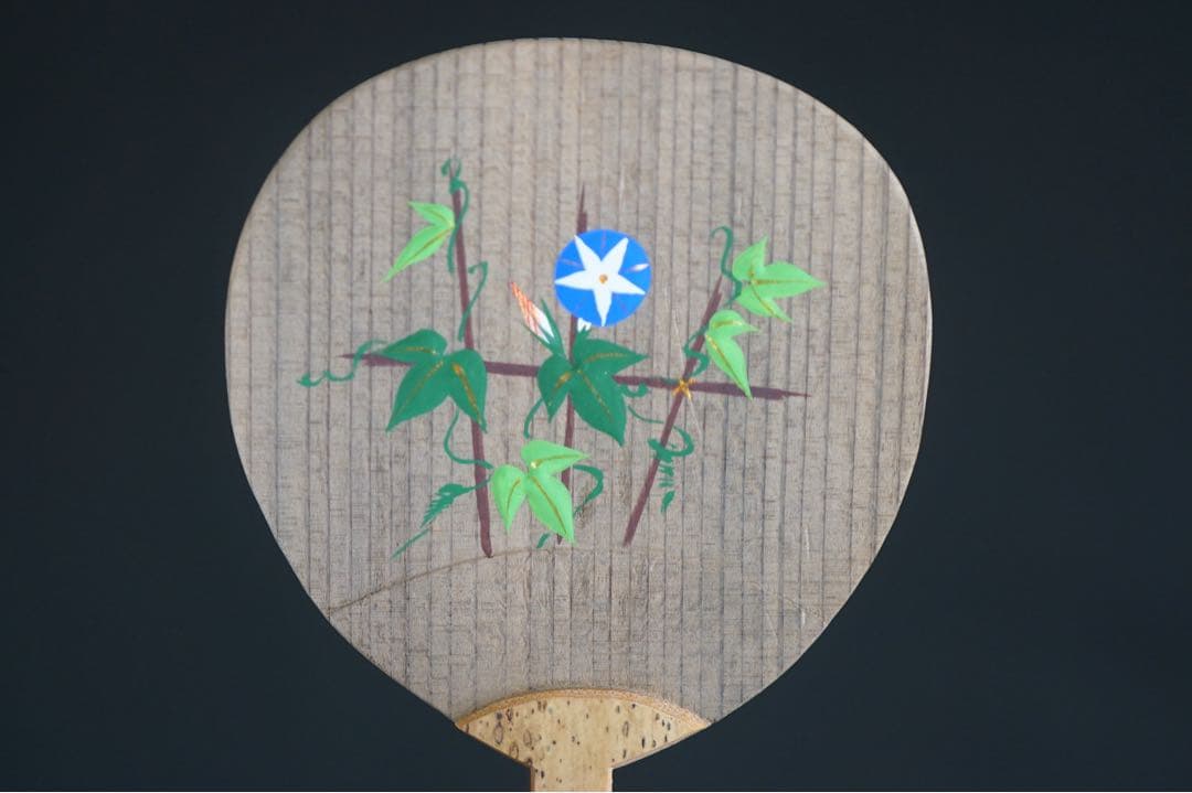 ☆状態良好！中谷秀斎【神代杉 団扇 香合 朝顔 共箱】5.9×8.8×