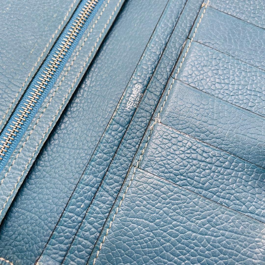 【kk/12.16/10】HERMES 財布 ベアンスフレ ヴォーエプソンブルー