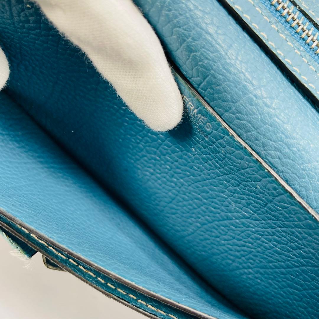 【kk/12.16/10】HERMES 財布 ベアンスフレ ヴォーエプソンブルー