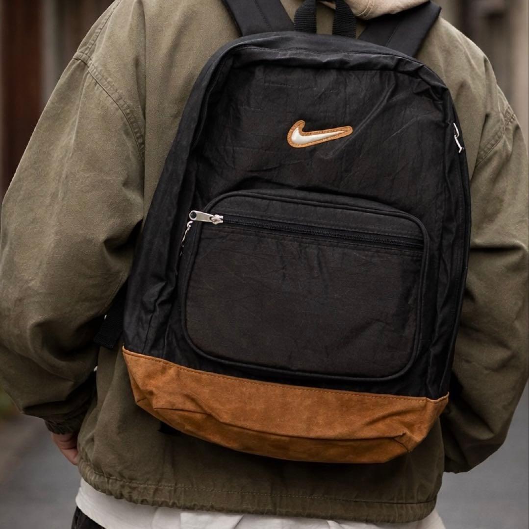 美品 90s ヴィンテージ NIKE ナイキ リュック スウェード ブラック