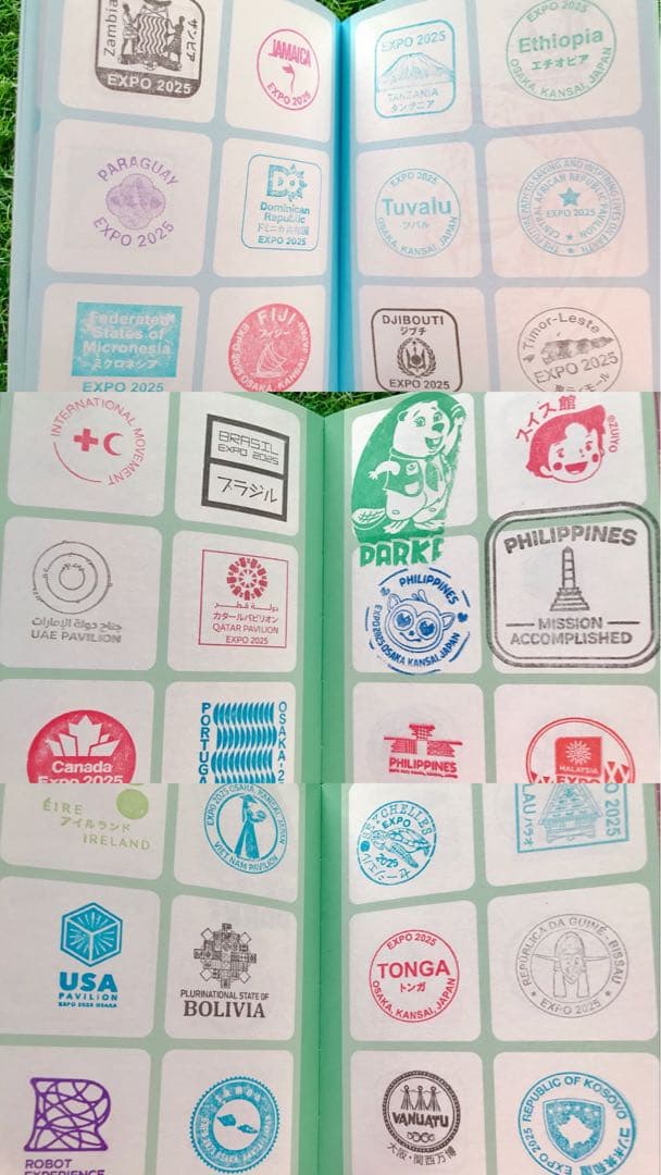 スタンプ　コンプリート　R7.7.7記念押印、1000万人達成 記念 万博切手