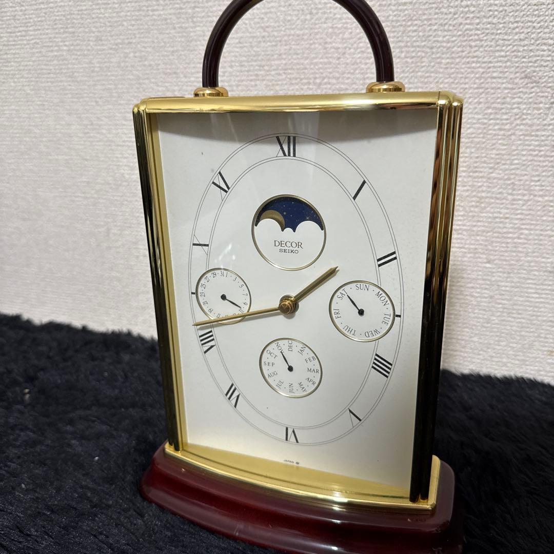 激レア SEIKO DECOR 卓上時計 ムーンフェイズ ゴールド - メルカリ