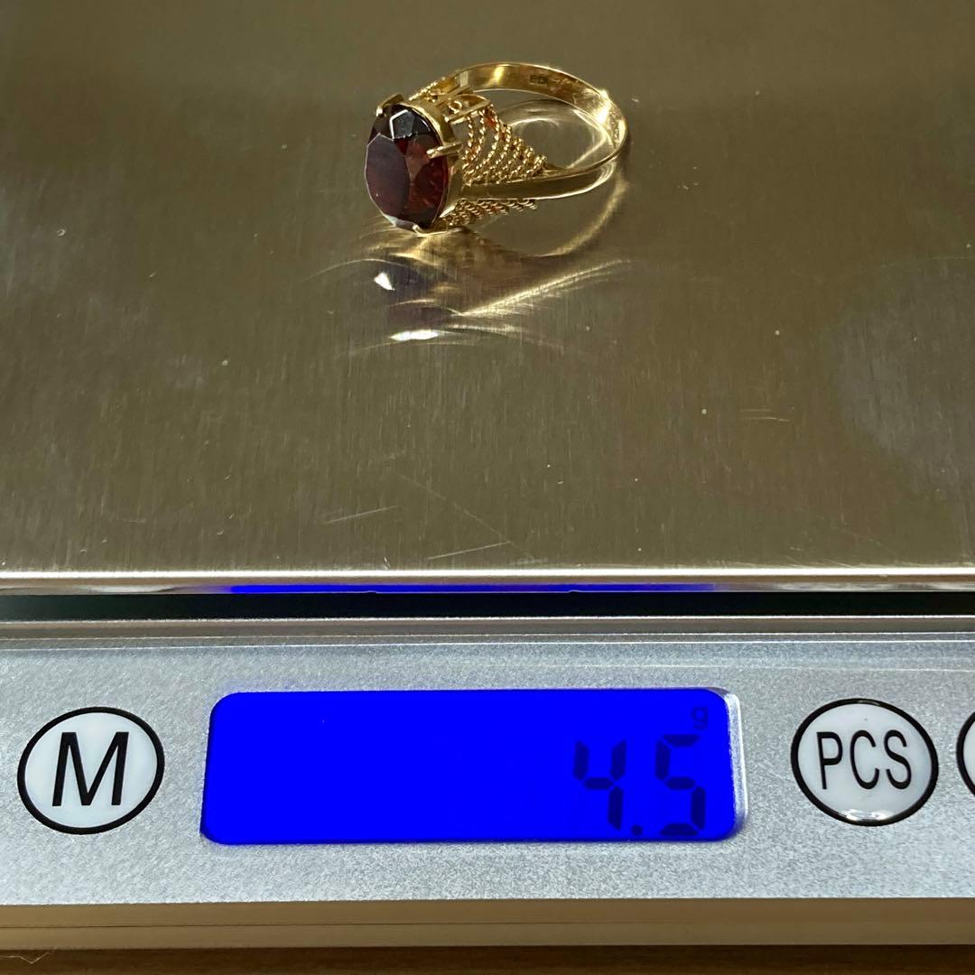 K18イエローゴールド ガーネットリング