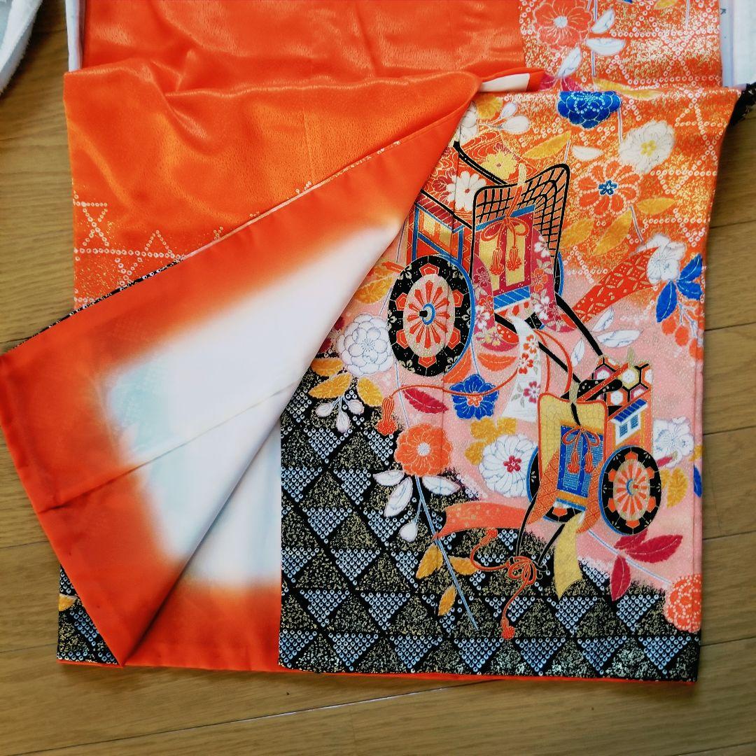 七五三 3歳 【豪華セット】着物・ はこせこセット・作り帯 ・肌襦袢・髪飾り 他