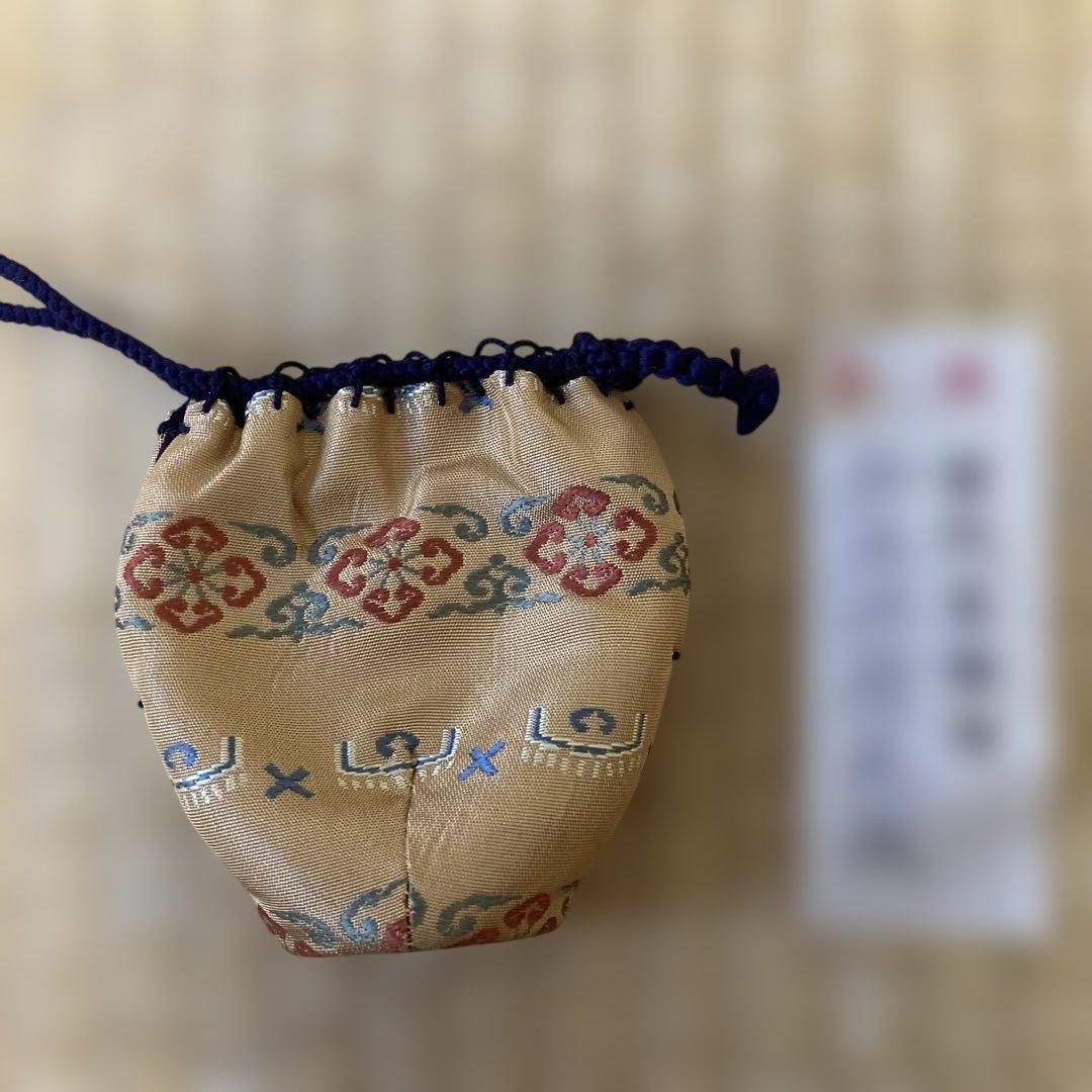 茶道具】茶入れ（肩つき）と仕覆（古代名物裂 加比丹段花紋）