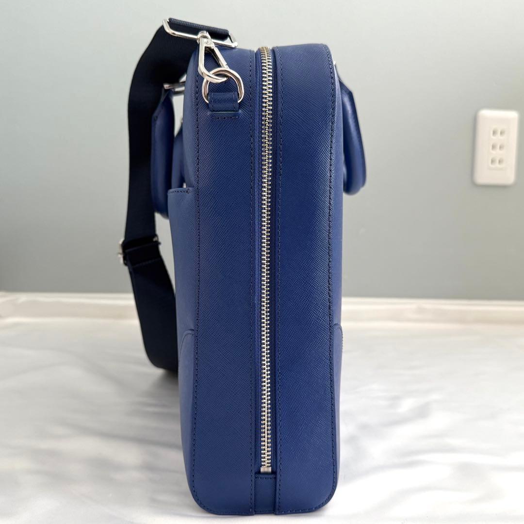 【極美品】ペッレモルビダ キャピターノ レザー ビジネスバッグ ブルー 2way