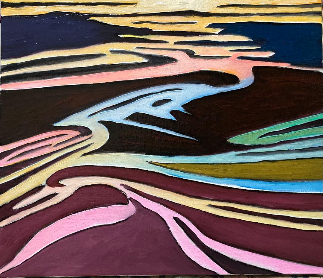 油彩画 神話の流れ1 絵画のみF10号