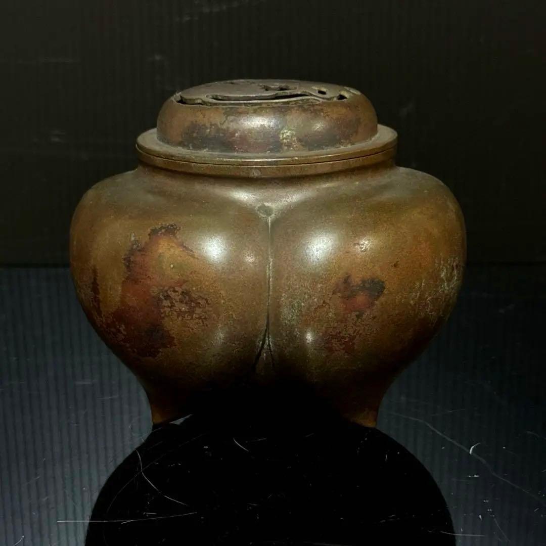 AG63 中光作 薄端 唐子 花入 花器 唐銅製 華道具