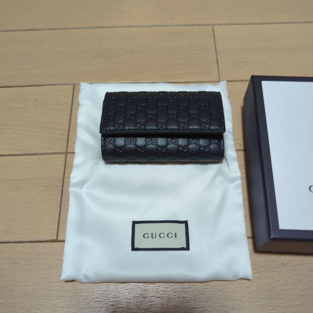 未使用保管 GUCCI グッチ マイクロシマ キーケース 黒 150402