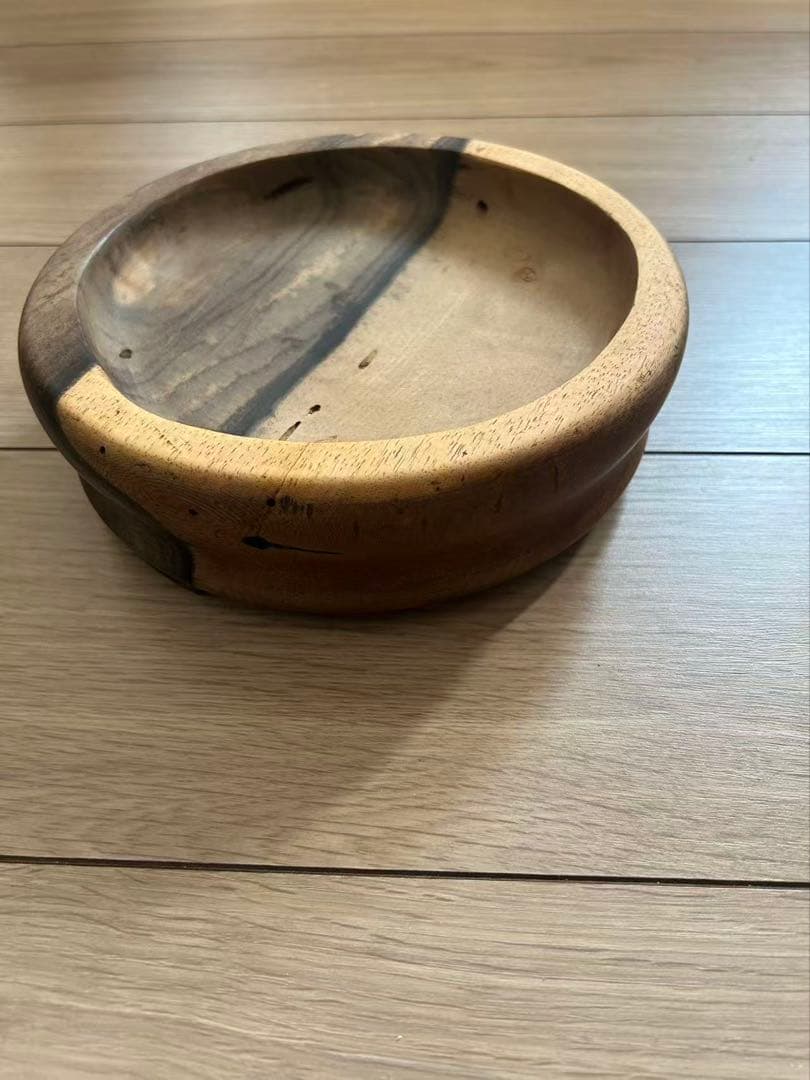 木製 黒柿 希少 厚みあり 古い大きい容れ物 ボウル 皿 直径21.5cm