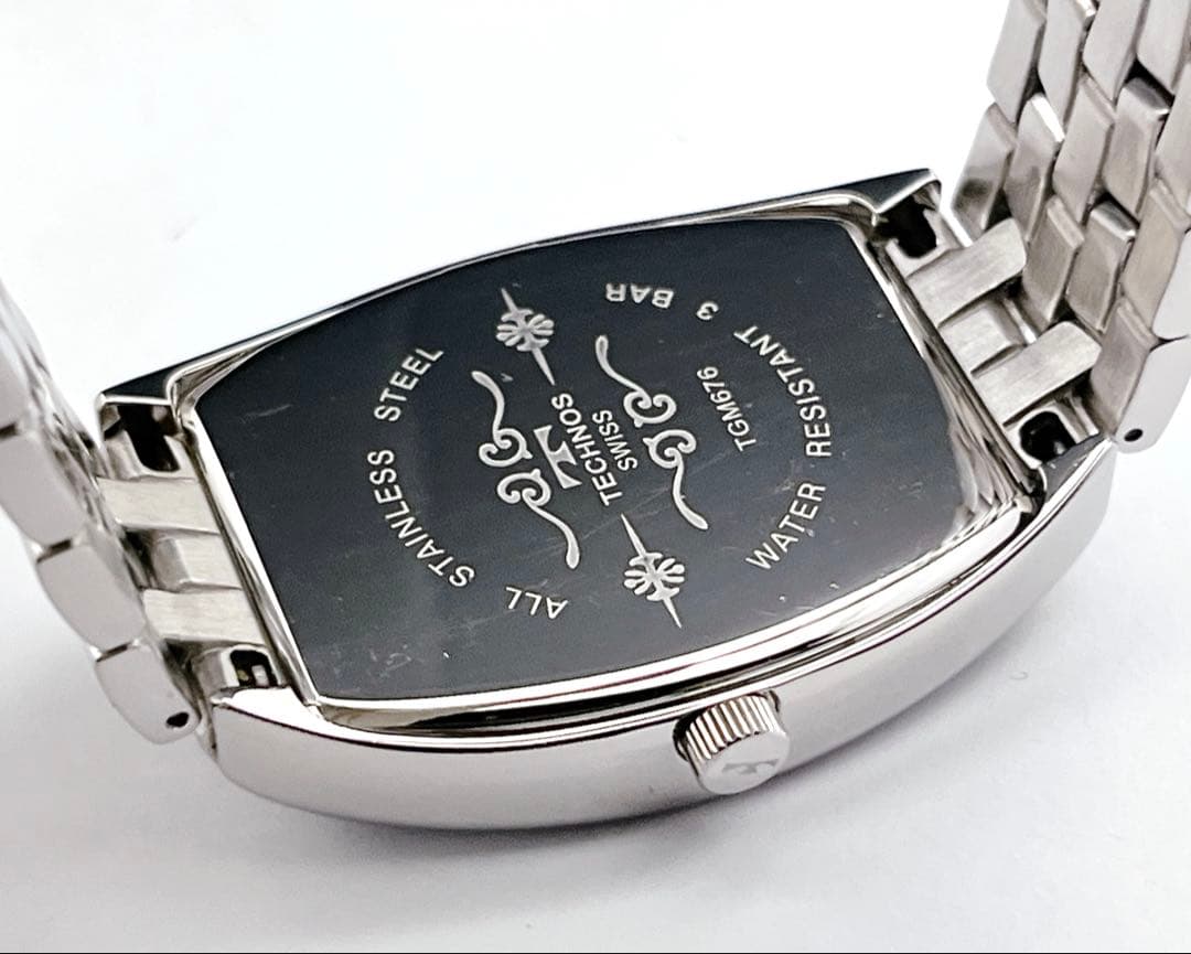 TECHNOS テクノス デイデイト ブラック文字盤 トノー型 メンズ 腕時計