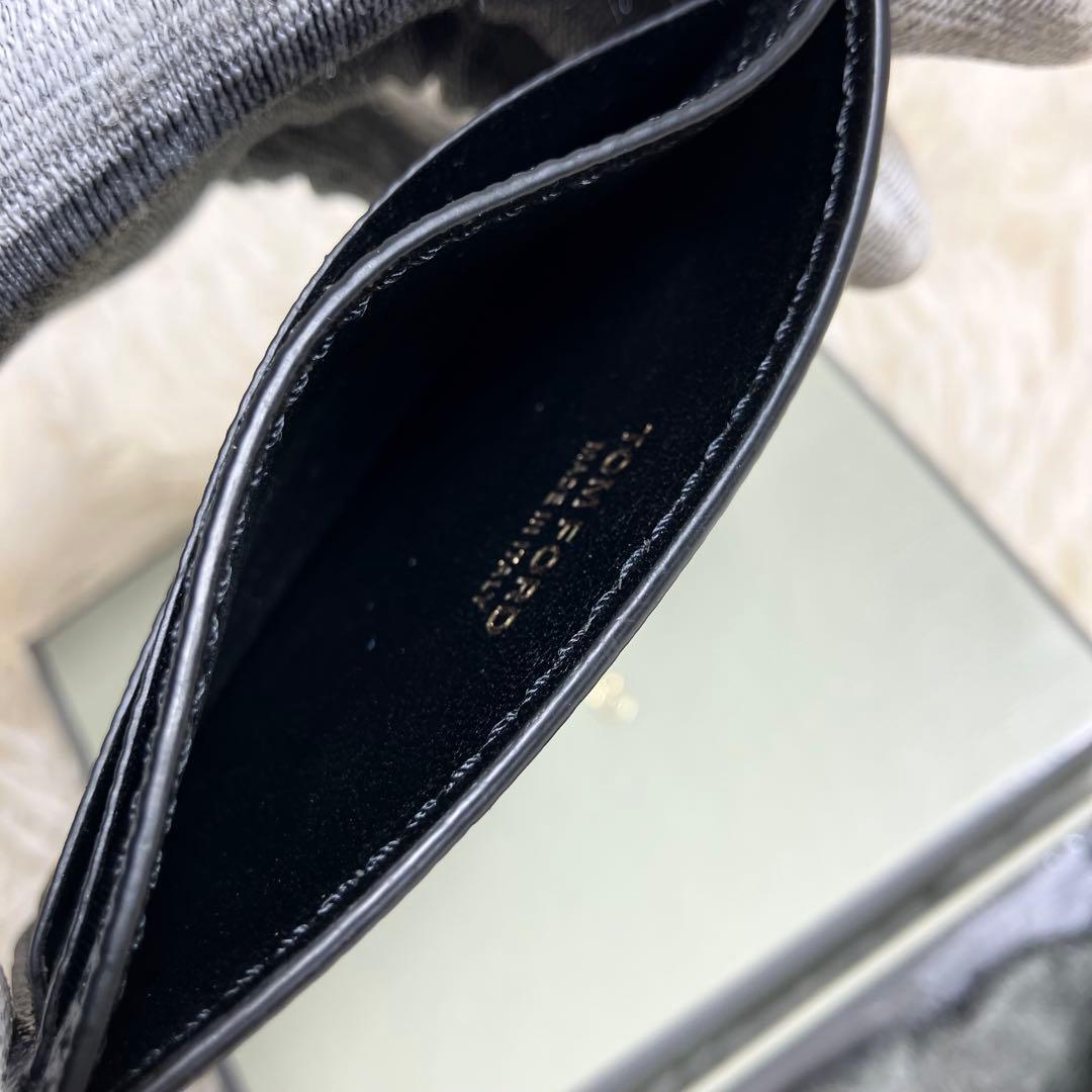 【美品】トムフォード カードケース レザーブラック ゴールドメタル 箱付き