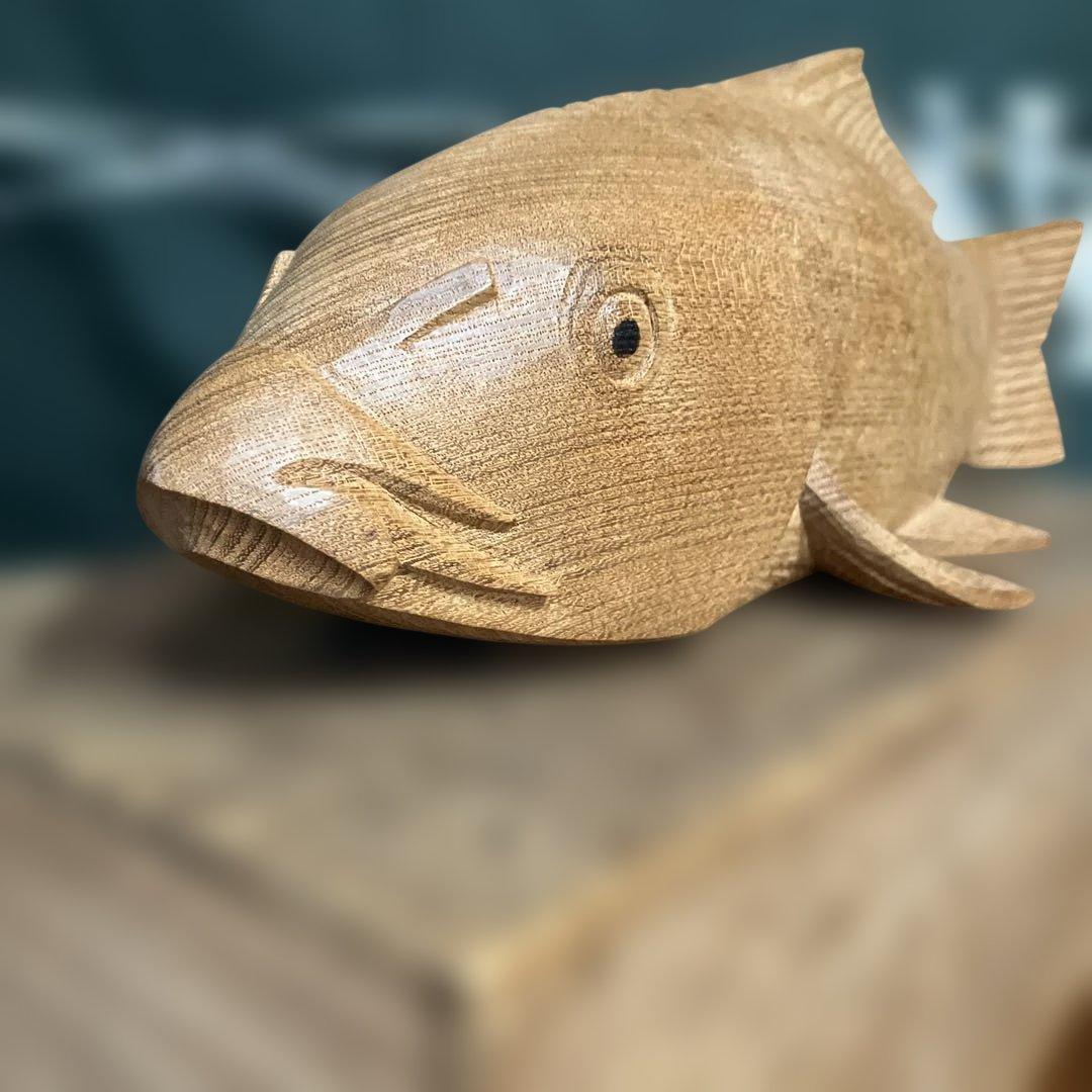 富山県井波木彫　富樫瑞雲　木彫　鯉