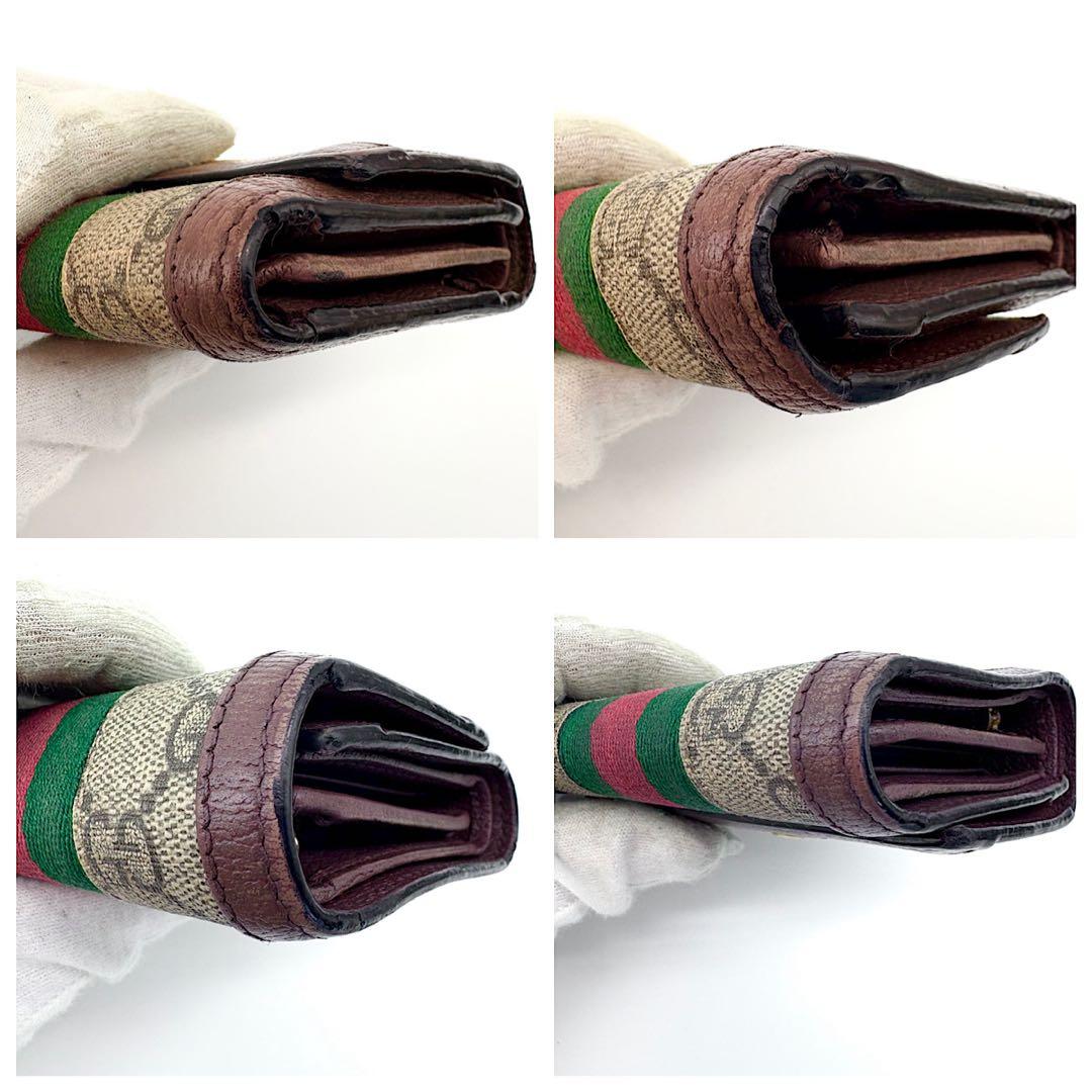 GUCCI 三つ折り財布 PVC コンパクト GGマーモント シェリーライン
