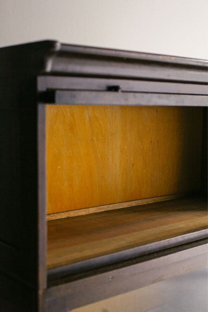 ガラス戸 収納棚 本棚 食器棚 タモ材 キャビネット アンティーク 古家具