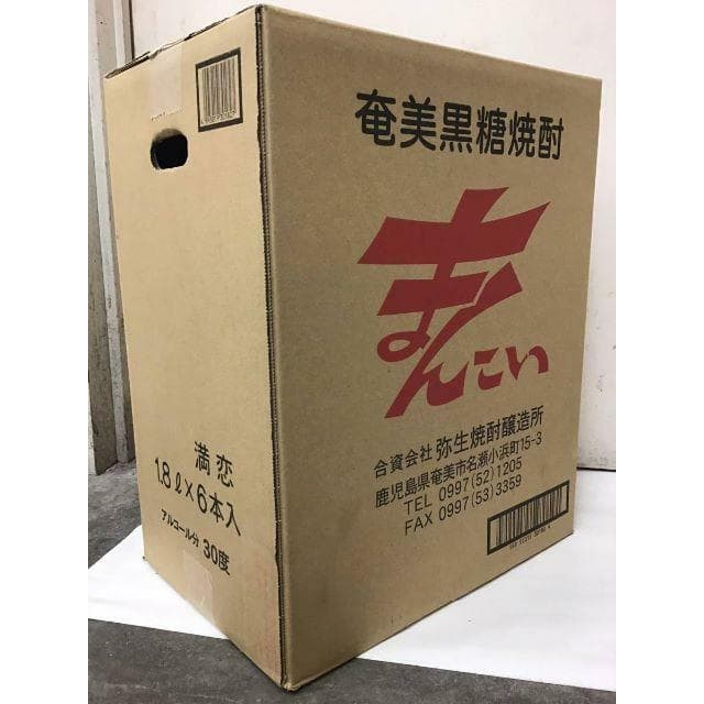 【弥生黒糖焼酎】 まんこい（満恋）1.8L 30度 1ケース (6本入)