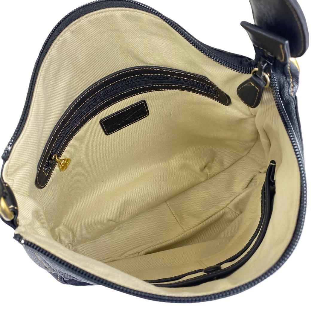 Kitamura キタムラ ショルダーバッグ オールレザー シボ革 Kマーク 黒