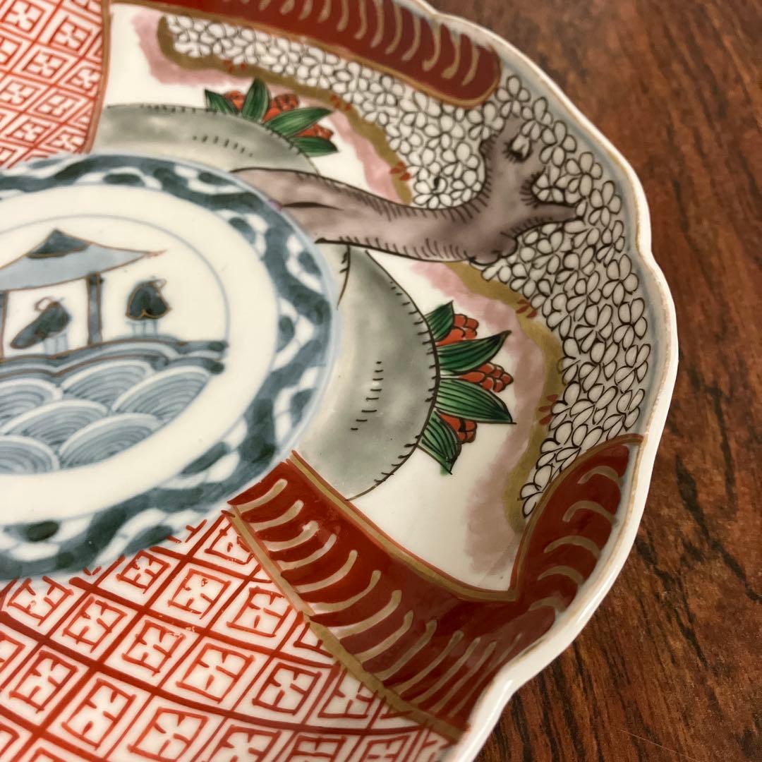 江戸〜明治初期 古伊万里 金彩 色絵 桜 7寸皿 21cm