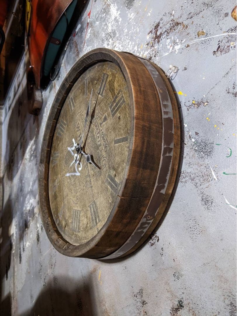 樽型 ウォールクロック 249 ウイスキー樽 壁掛け時計 ホグスヘッドバレル