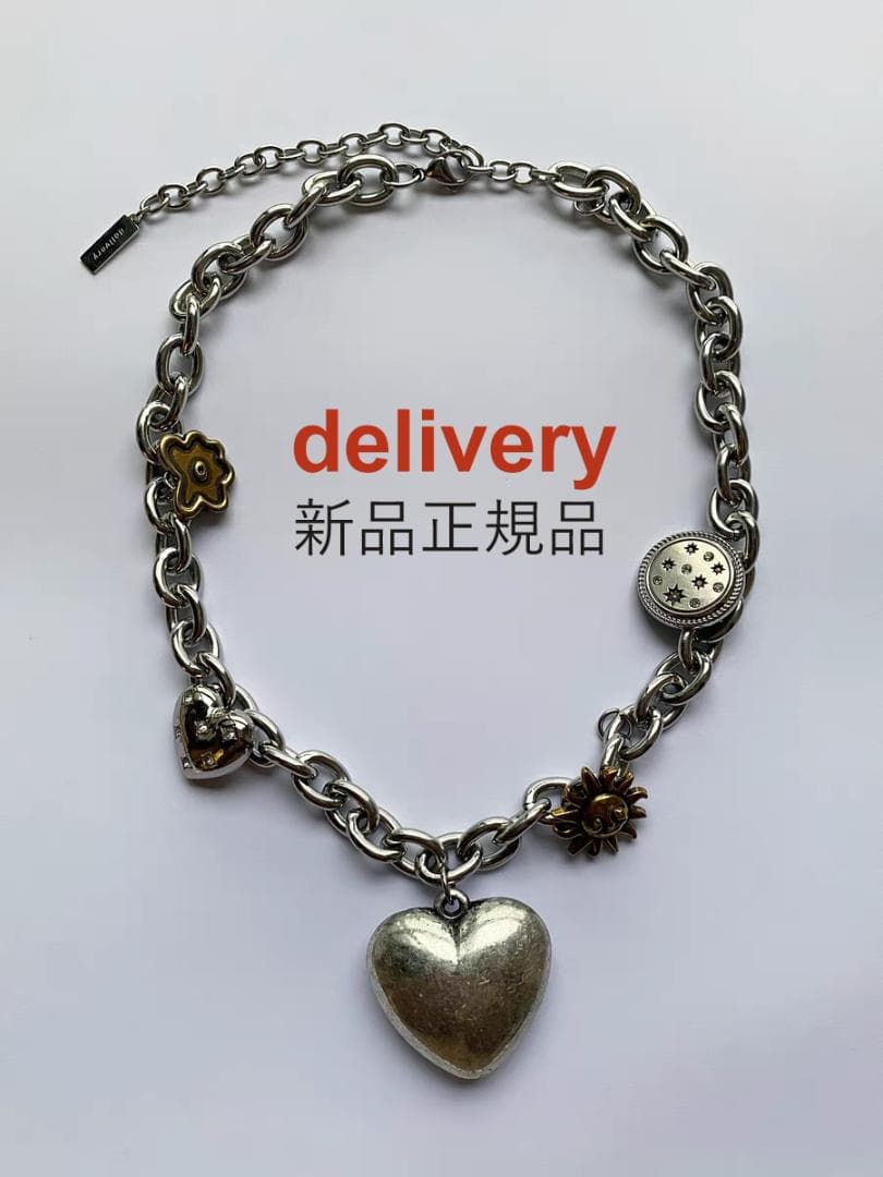 delivery 厚いチェーンpunk 大きなハート型 金属ネックレス 男女兼用