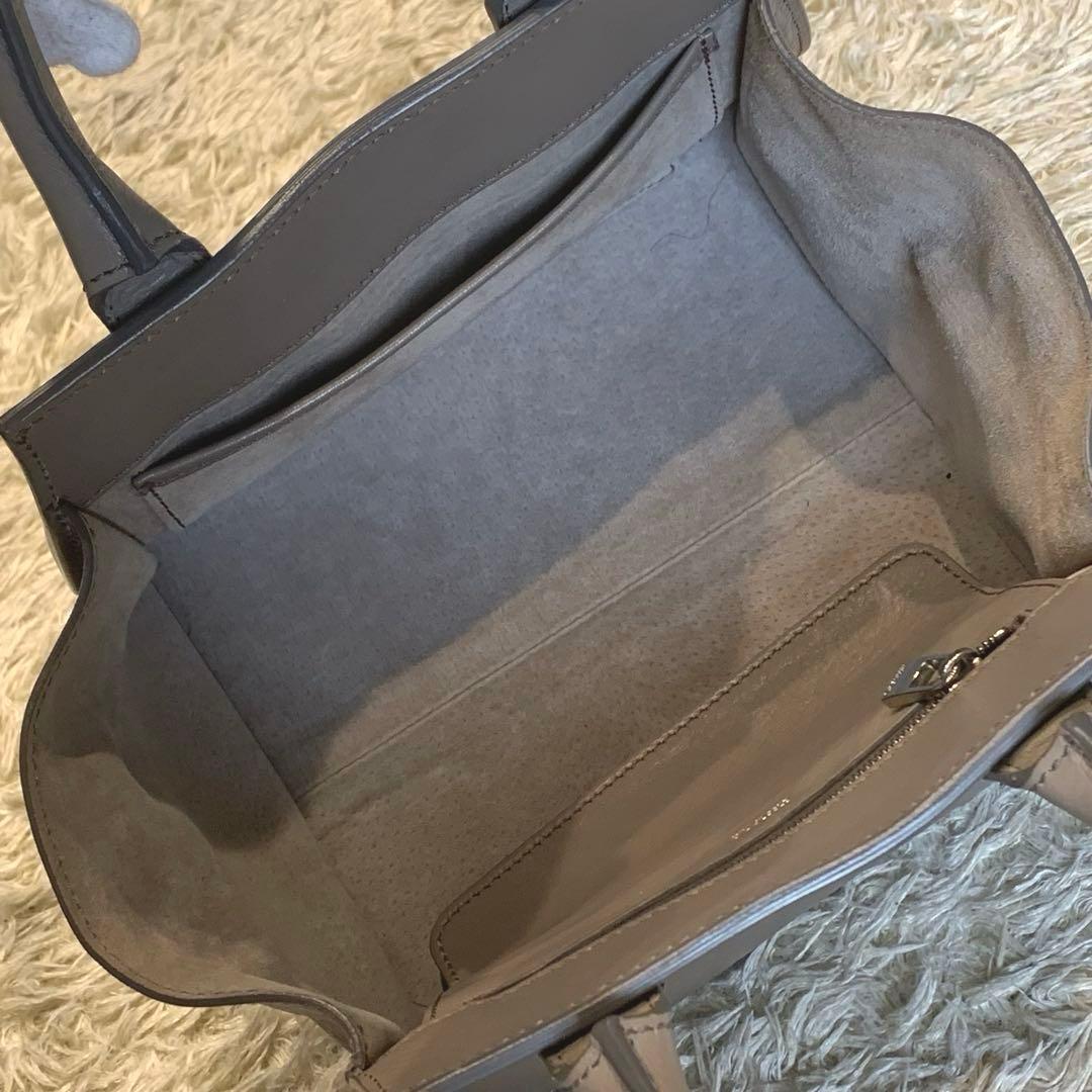 美品✨HIROFU ランポ ハンドバッグ レザー ロゴ刻印 グレー