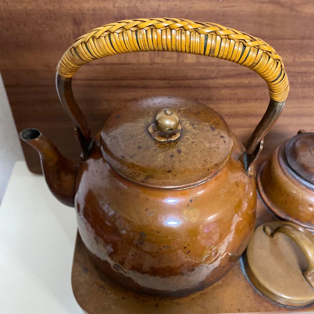 宣徳銅火鉢一対 三保の富士象嵌入れ 一対重量約6.6kg 共箱付 宣徳銅