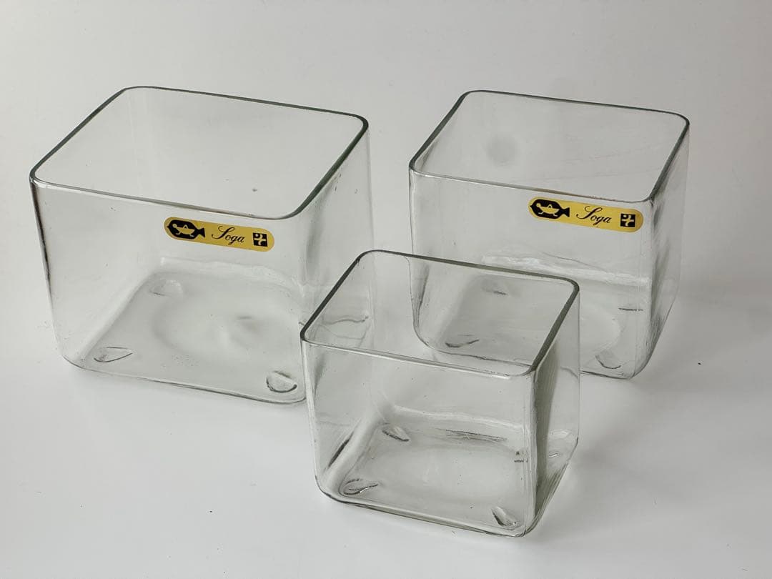 未使用】金魚鉢 昭和レトロ 曽我ガラス 3個セット 箱付き アンティーク