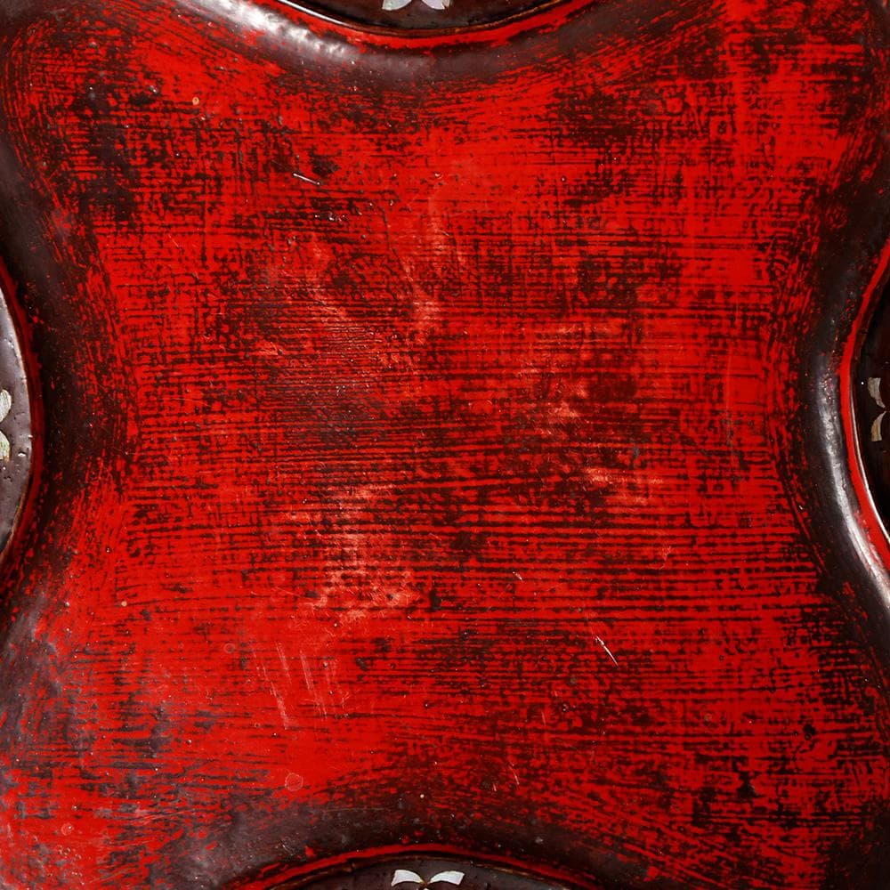 T　唐木　唐物四方盆　唐草螺鈿細工　茶道具　菓子鉢　菓子器　木製　共箱