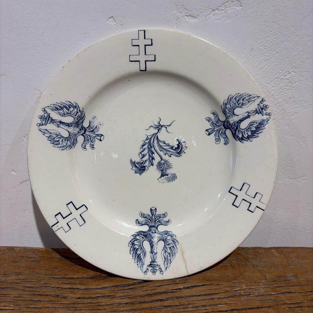 フランスアンティーク リュネヴィル窯ロレーヌ十字 リムプレート 平皿②