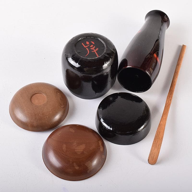 茶道具 利休茶箱 浅見与し三作 茶碗 織部焼 振出など 八点 一式 VR7984