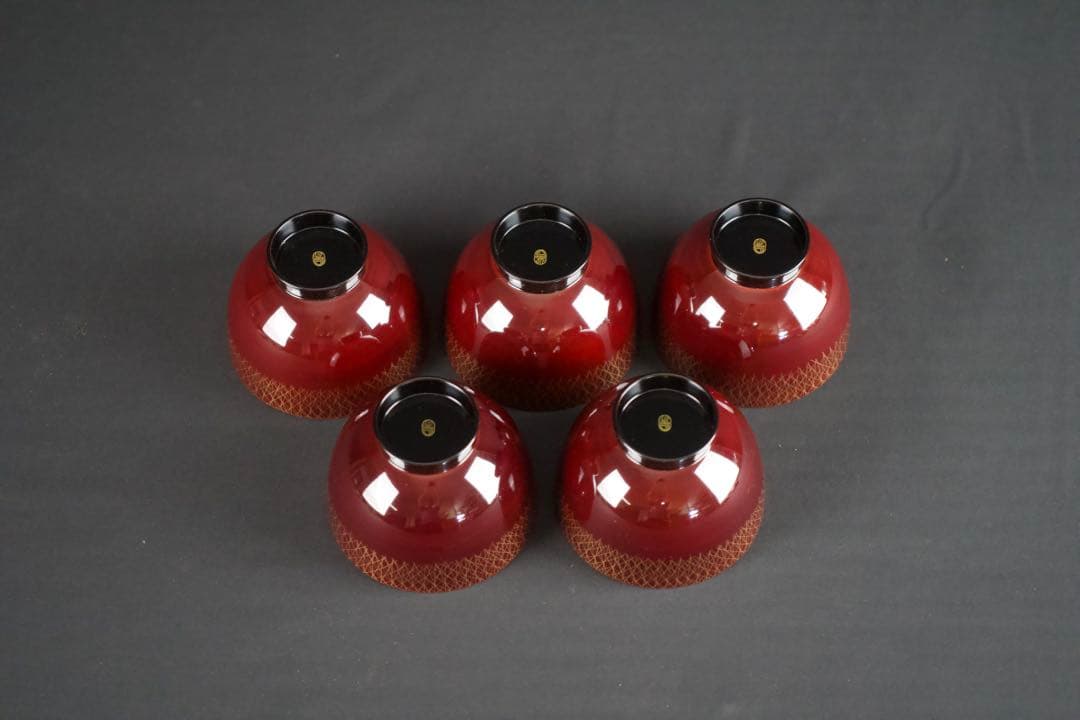 平安象彦　武蔵野椀　5客　箱付　漆器　蒔絵