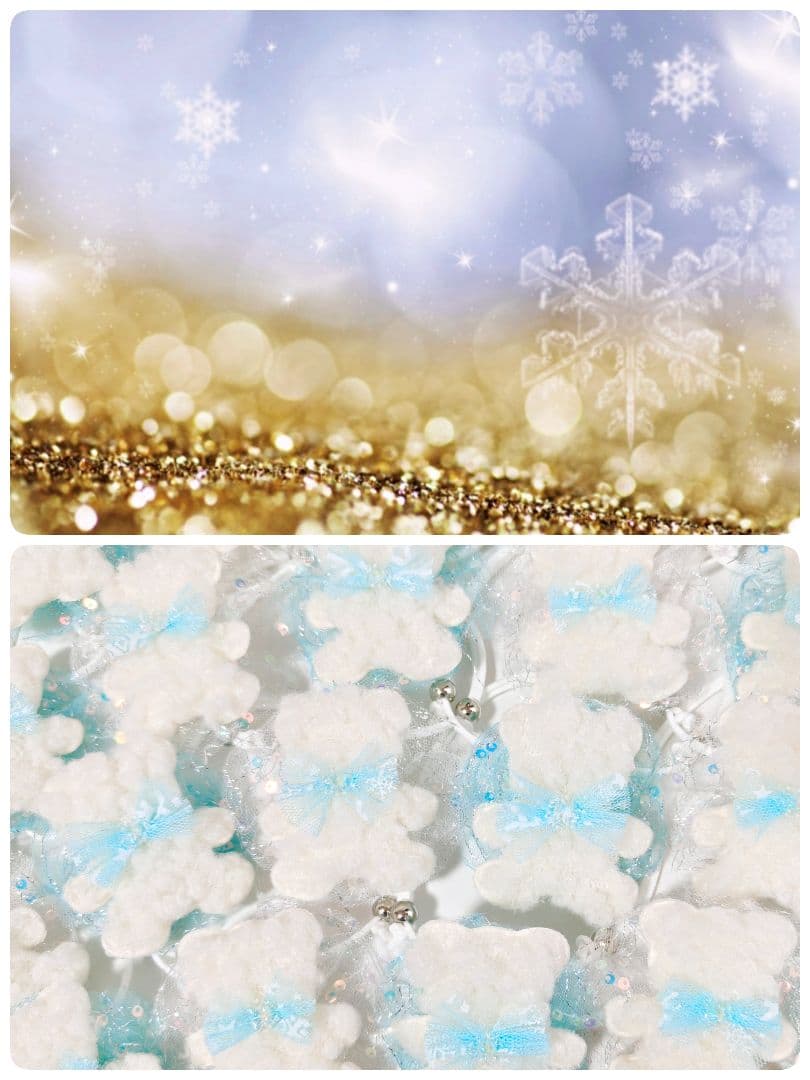 業務用トリミングチョーカー65個+背景布 1月 白くまちゃん 雪の