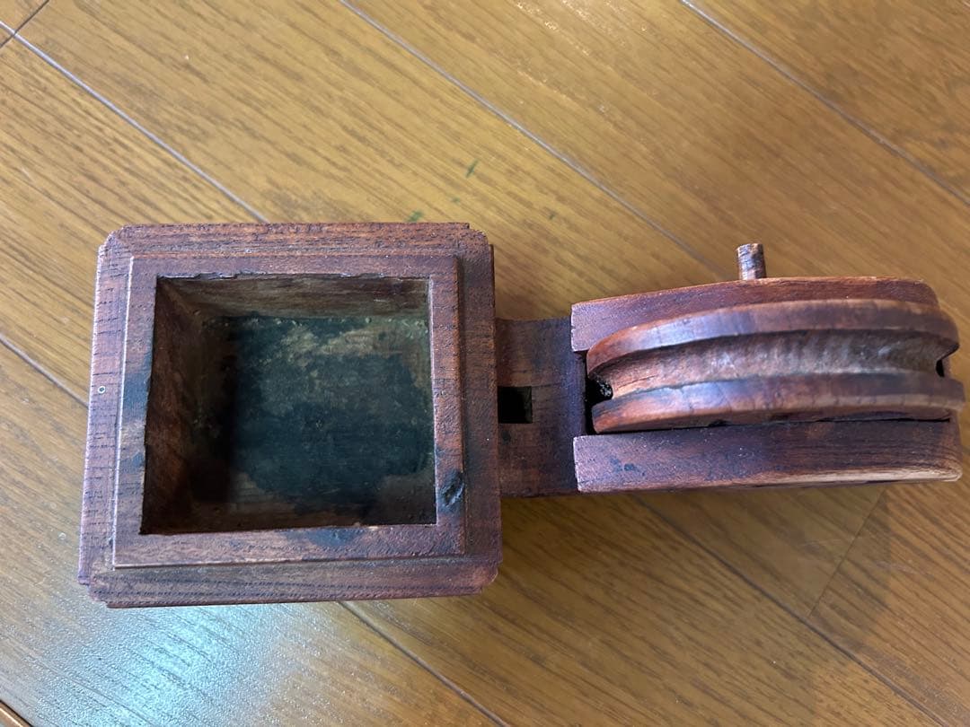 墨壺 大工道具 アンティーク 木製小物入れ 雲模様 レトロ インテリア