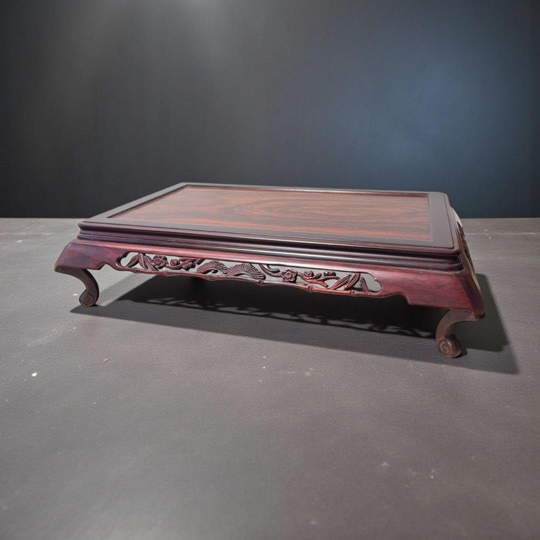 紫檀 唐草彫 透かし彫り 花台 盆栽台 飾り台 置台 香炉台 - メルカリ