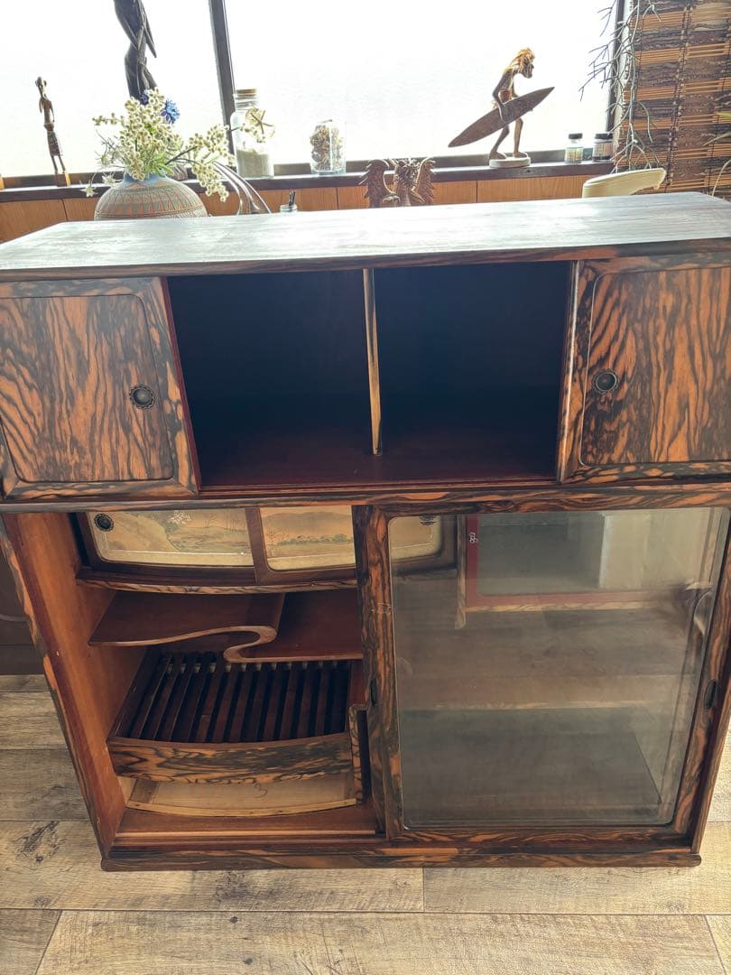 さいたま市引き取り限定！大正ロマン 黒柿茶箪笥 希少木材