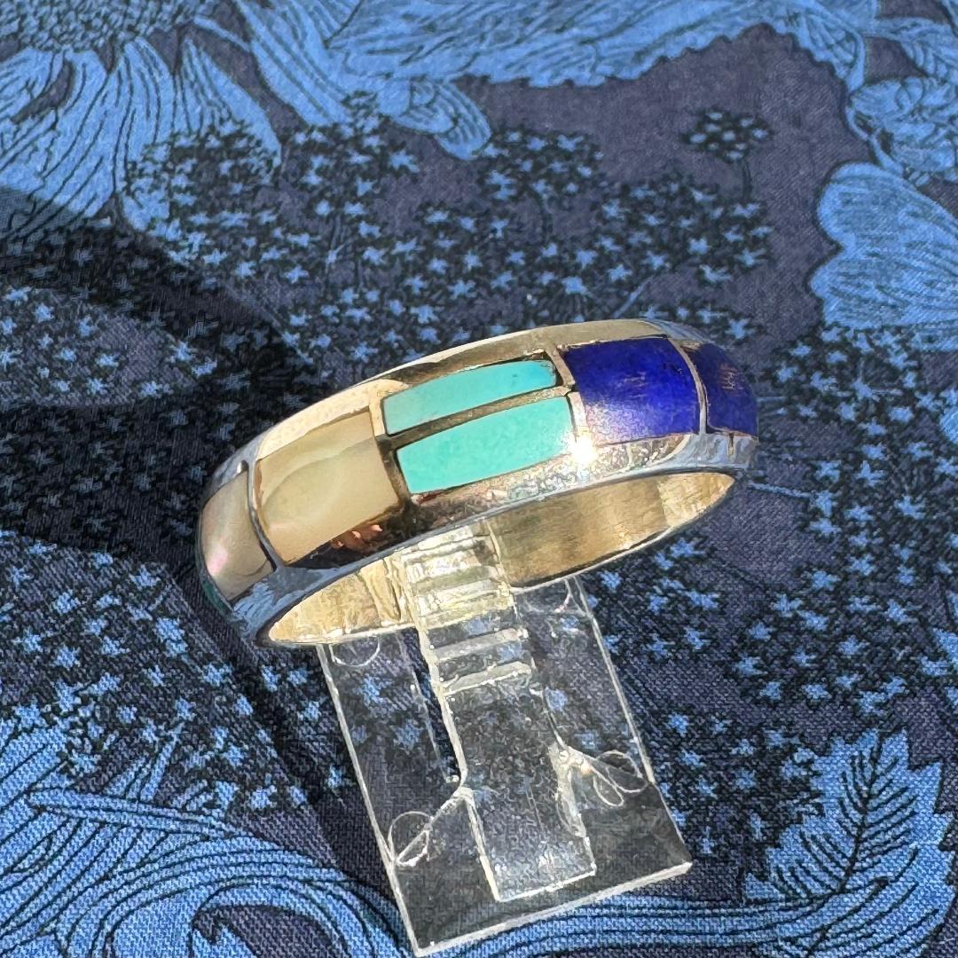 や*ま様 マルチカラー　インレイ　リング　サムリング　リング　ズニ　インディアン