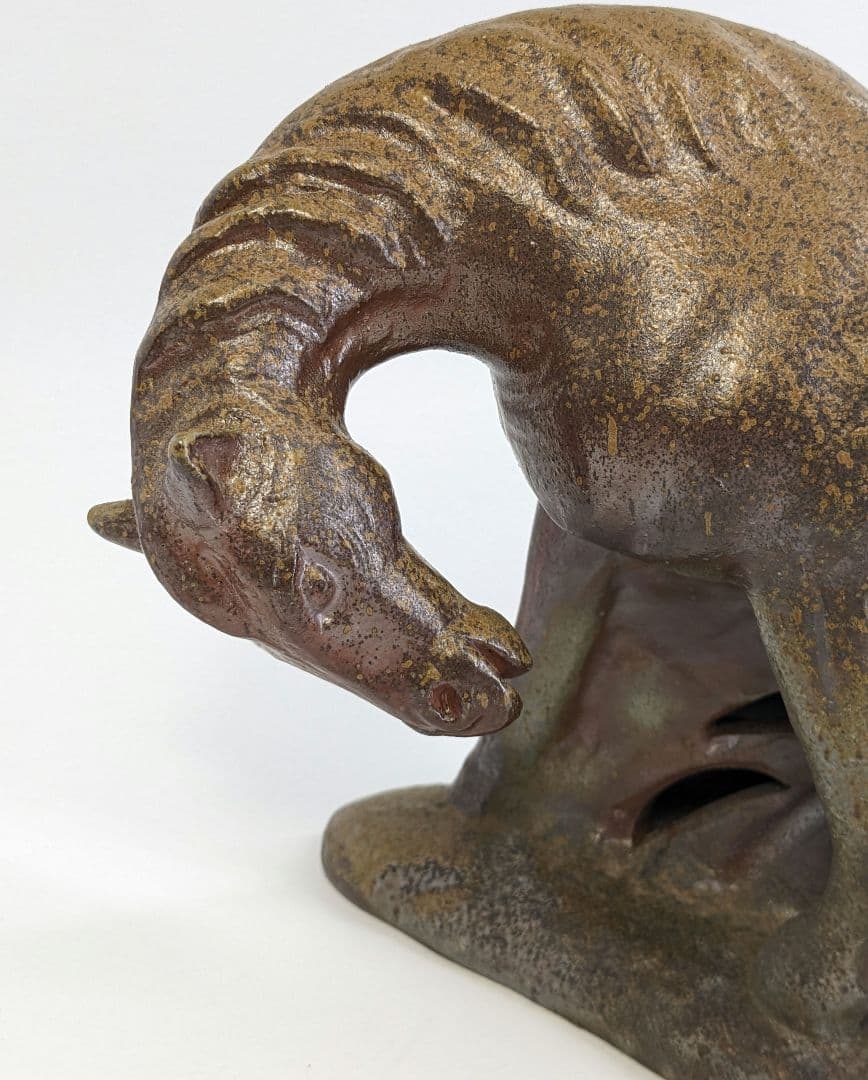 岡山県重要無形文化財 浦上善次 庚午 共箱共布栞 干支置物 馬 ウマ インテリア