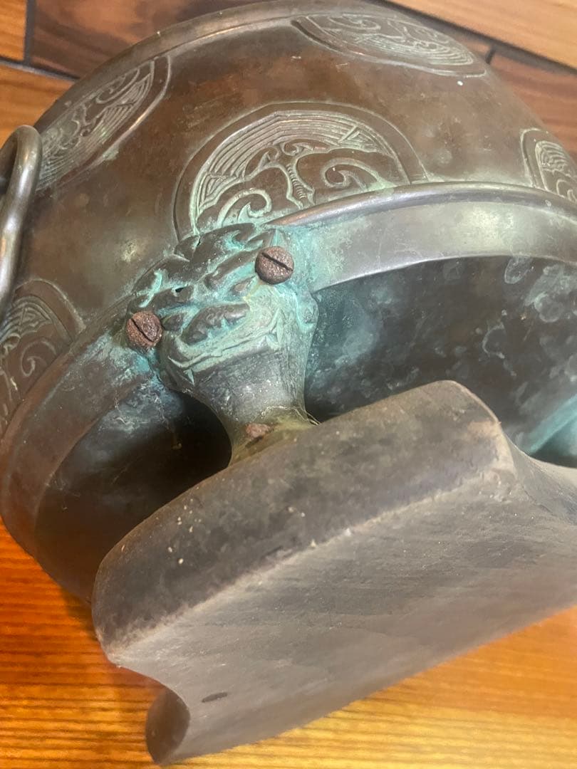 古銅 火鉢 獣三つ足 木台付き 骨董