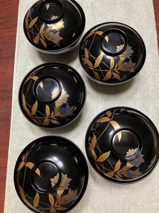 りんどう蒔絵 輪島塗 吸物椀 5客 makie-online_xsirvfd 輪島塗 吸物椀