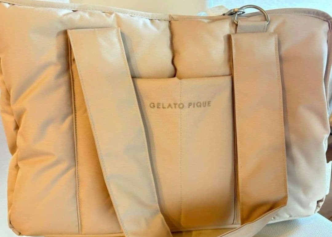 ジェラートピケ キルティング キャリーバッグ DOG 犬 ベージュメッシュ